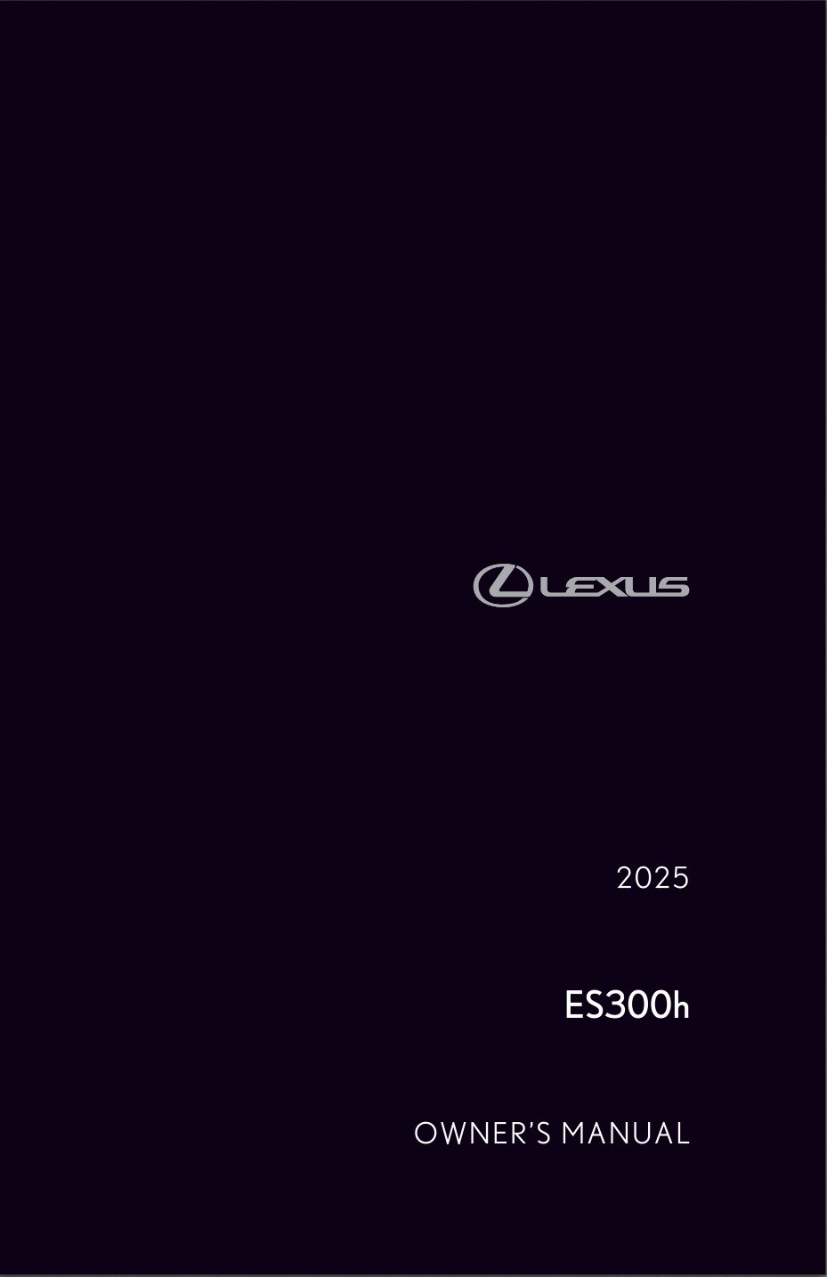 2025 lexus es 300h owner's manual