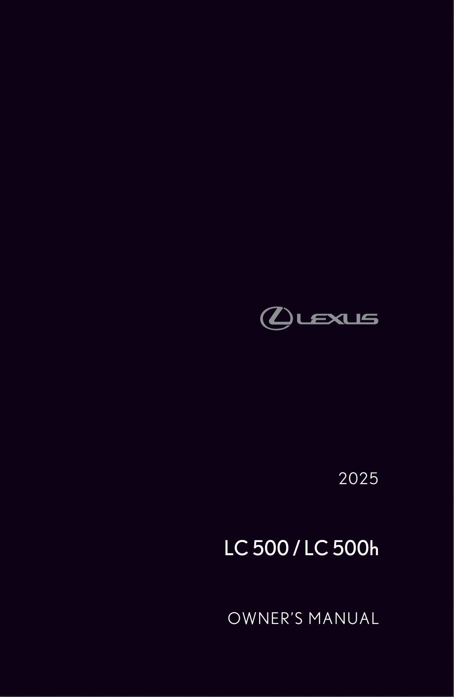 2025 lexus lc 500 500h owner's manual