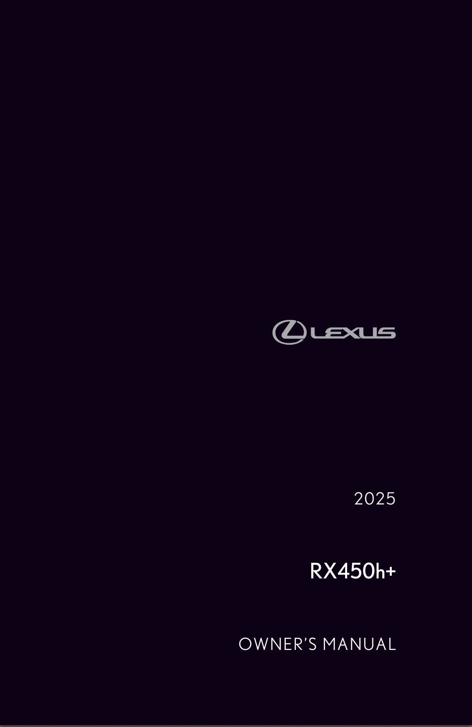 2025 lexus rx 450h owner's manual