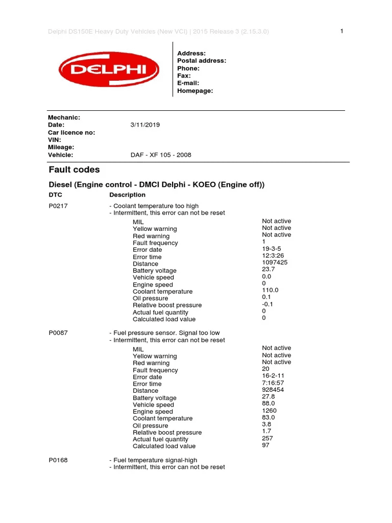 daf engine control unit fault codes, dmci