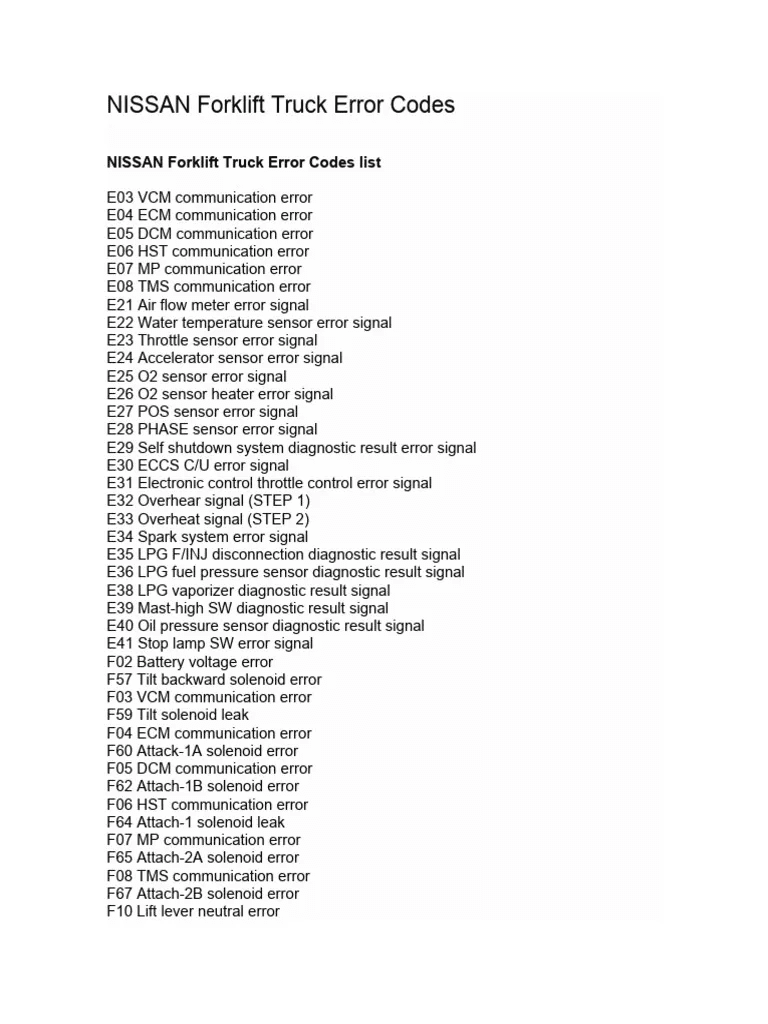 diagnostic trouble codes for nissan