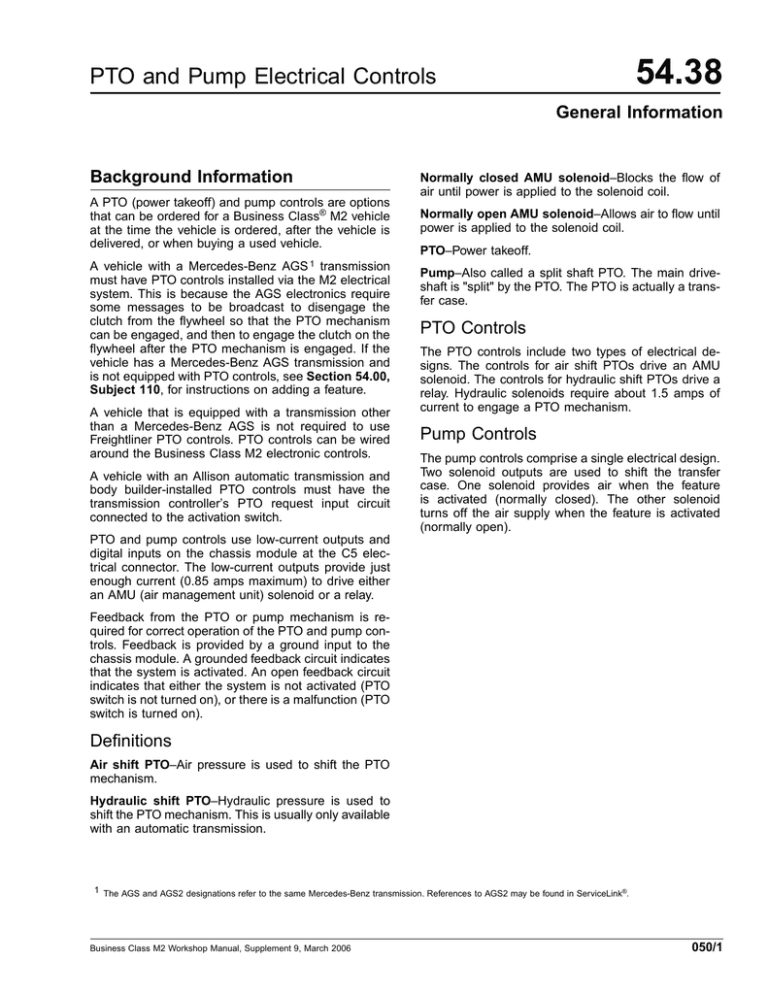 freightliner business class m2 troubleshooting guide electrical controls for power take off (pto) and pump