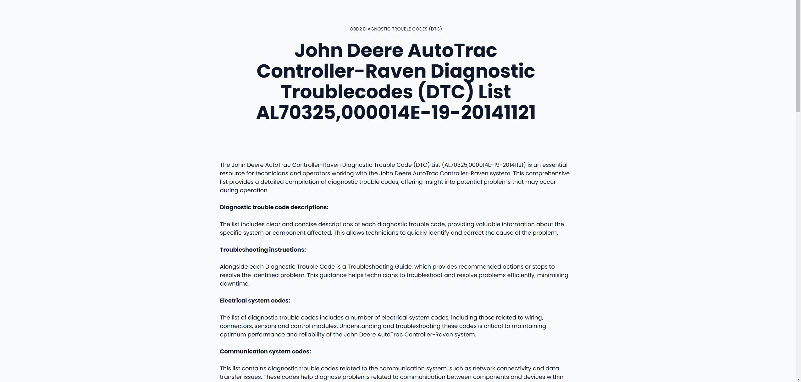 john deere autotrac controller raven diagnostic troublecodes (dtc) list al70325,000014e 19 20141121