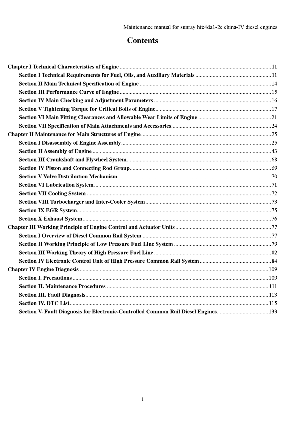 list of fault codes for jac hfc4da1 2c china iv diesel engines