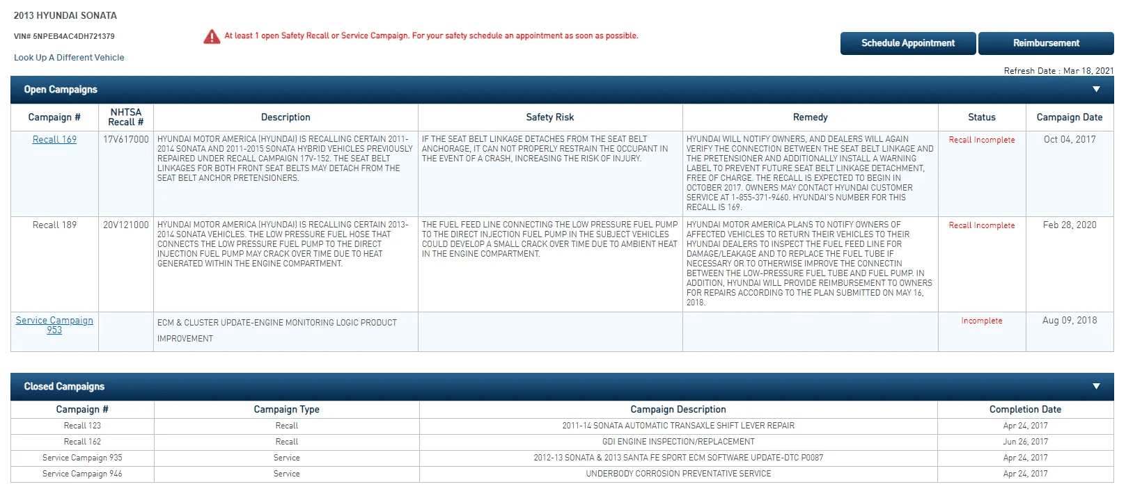 troubleshooting list for hyundai sonata