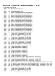 128i, 328i, 328xi, 525i, 528i, 528xi, 530i, 530xi, x3, x5, z4 bmw diagnostic trouble code (dtc) list