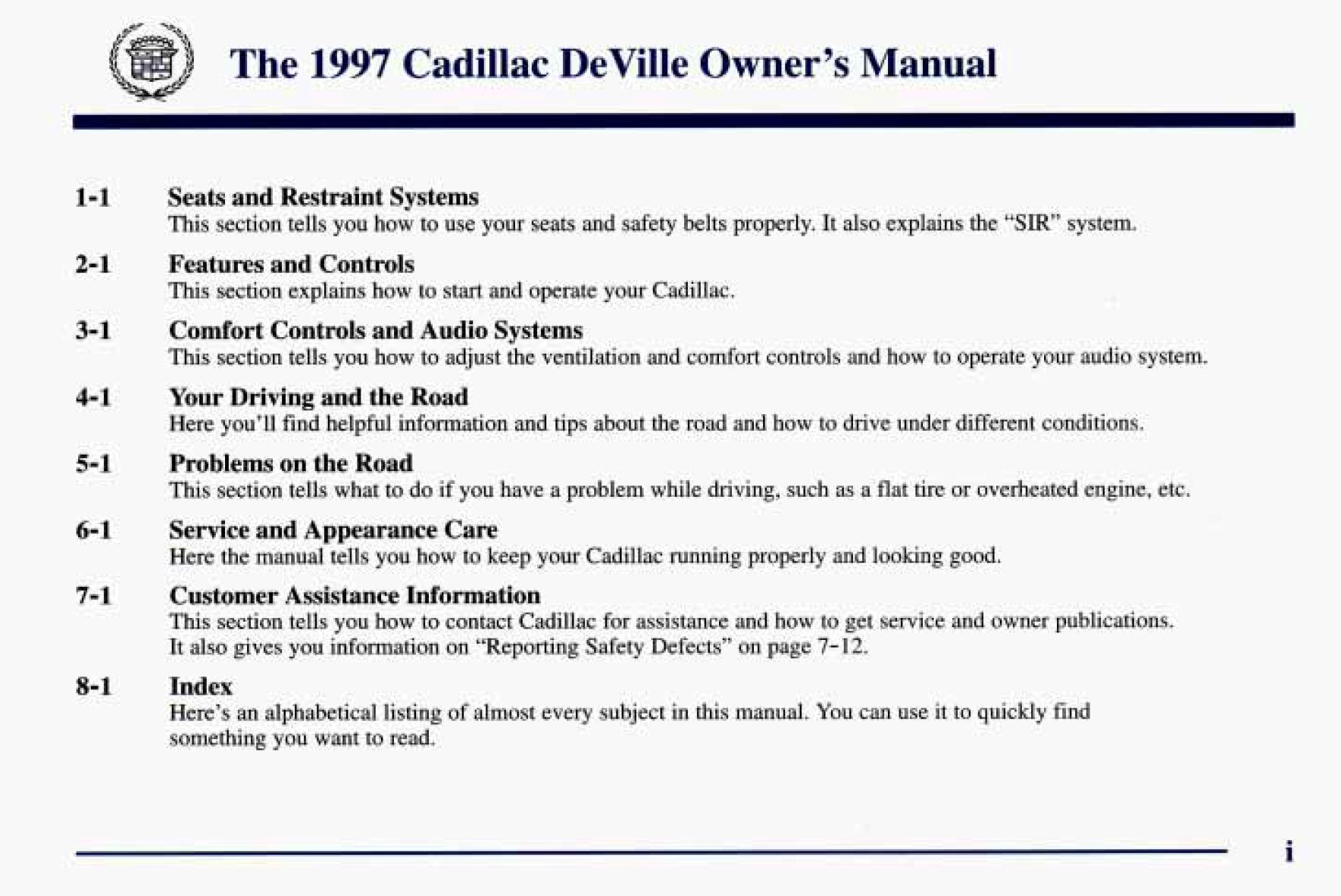 1997 cadillac deville owner's manual