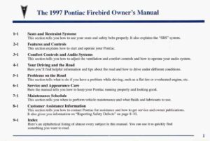 1997 pontiac firebird owner's manual