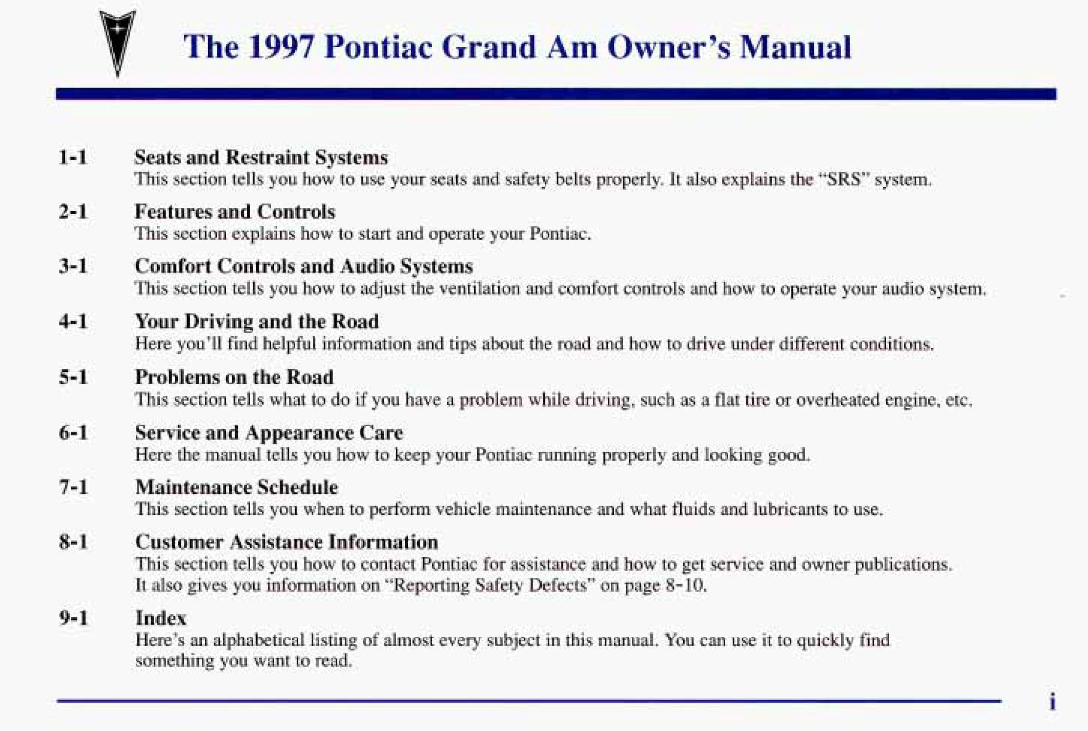 1997 pontiac grand am owner's manual