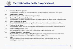 1998 cadillac seville owner's manual