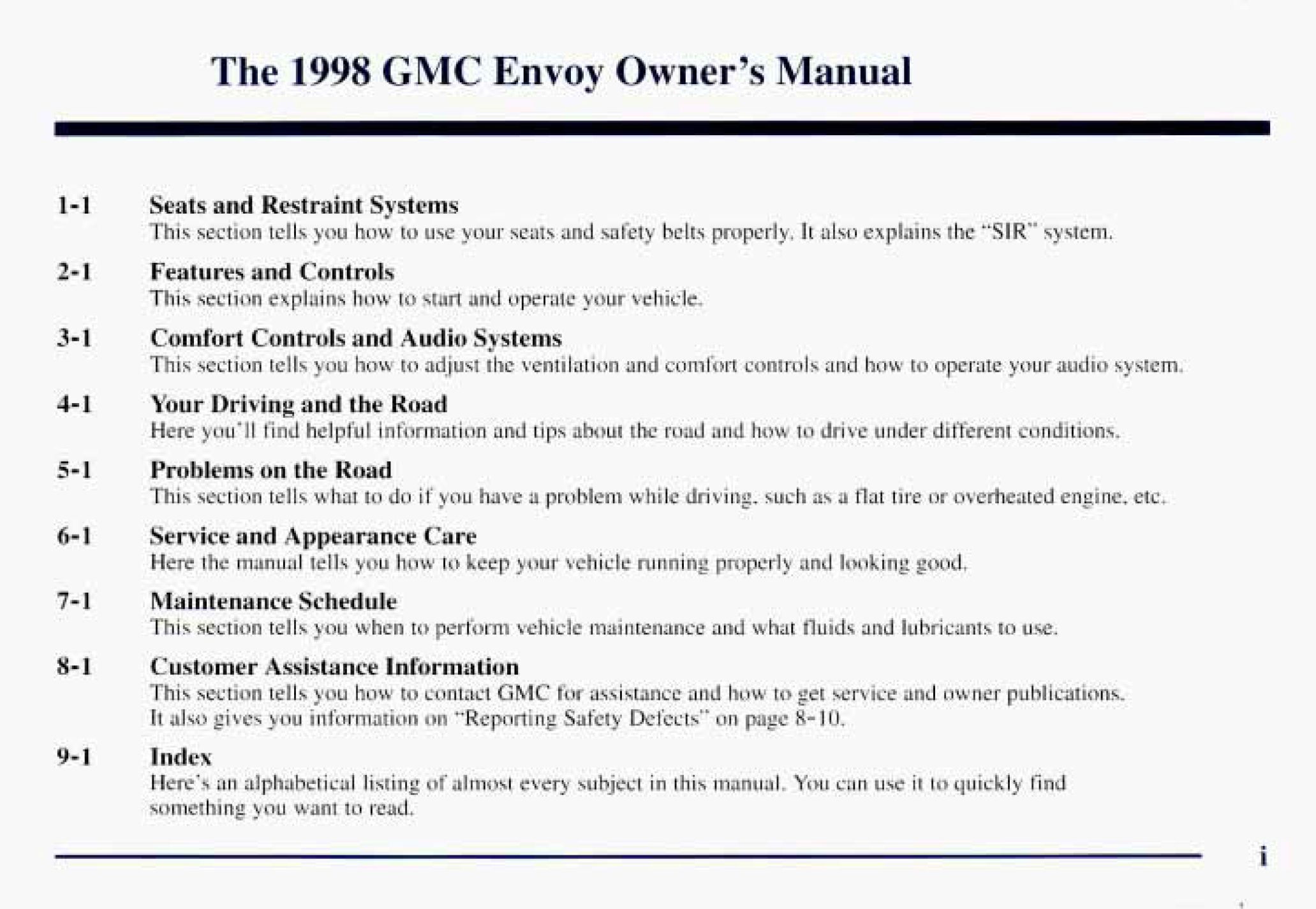 1998 gmc envoy owner's manual