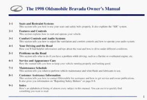 1998 oldsmobile bravada owner's manual