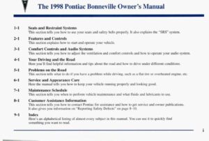 1998 pontiac bonneville owner's manual