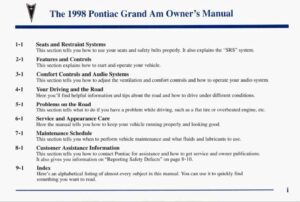 1998 pontiac grand am owner's manual