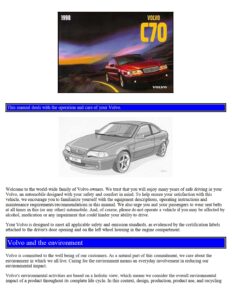 1998 volvo c70 owner's manual