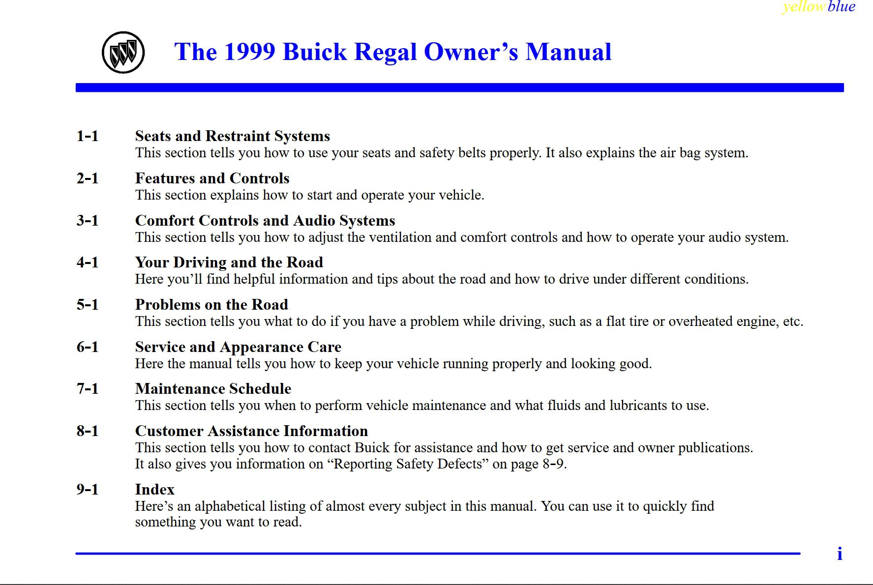 1999 buick regal owner's manual