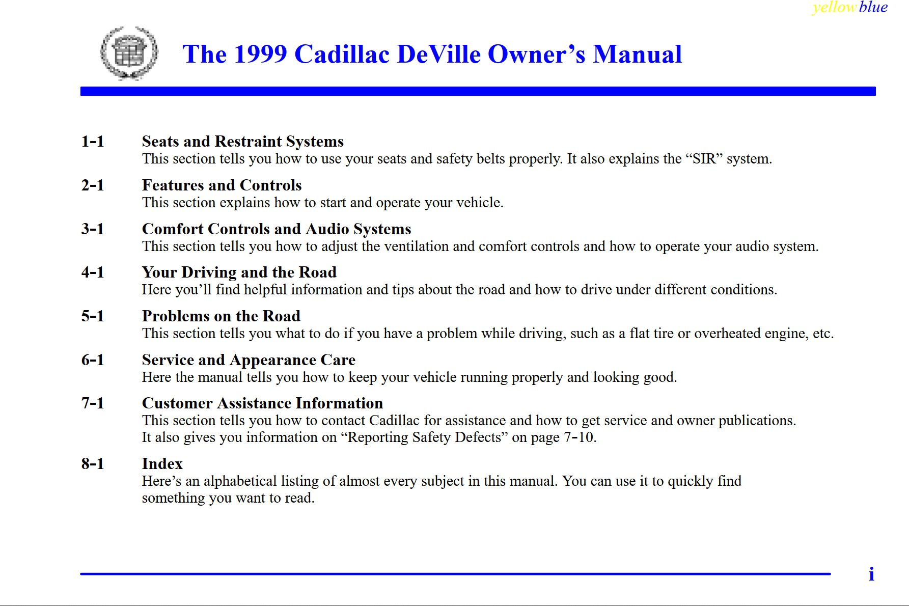 1999 cadillac deville owner's manual