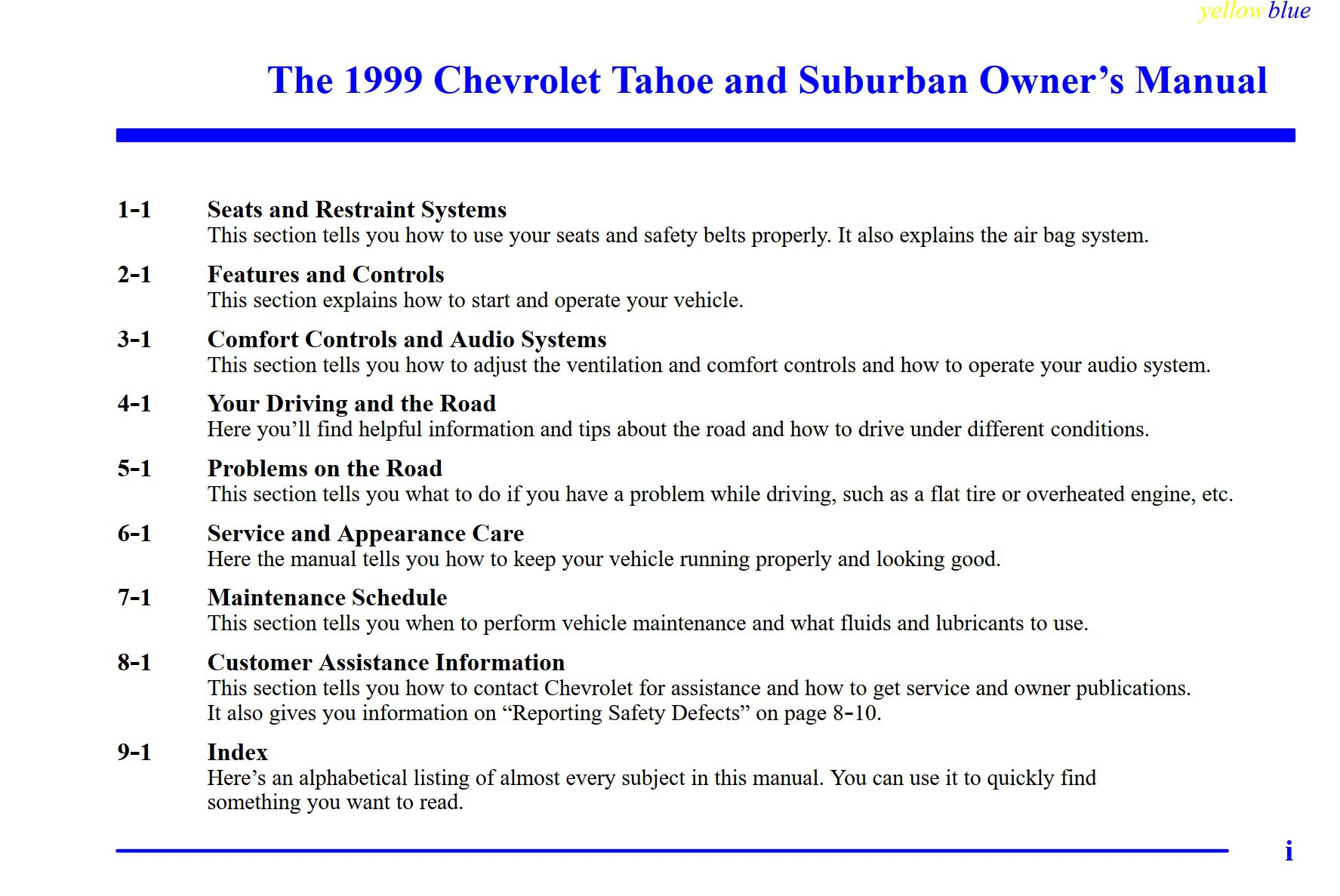 1999 chevrolet suburban owner's manual