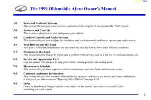 1999 oldsmobile alero owner's manual