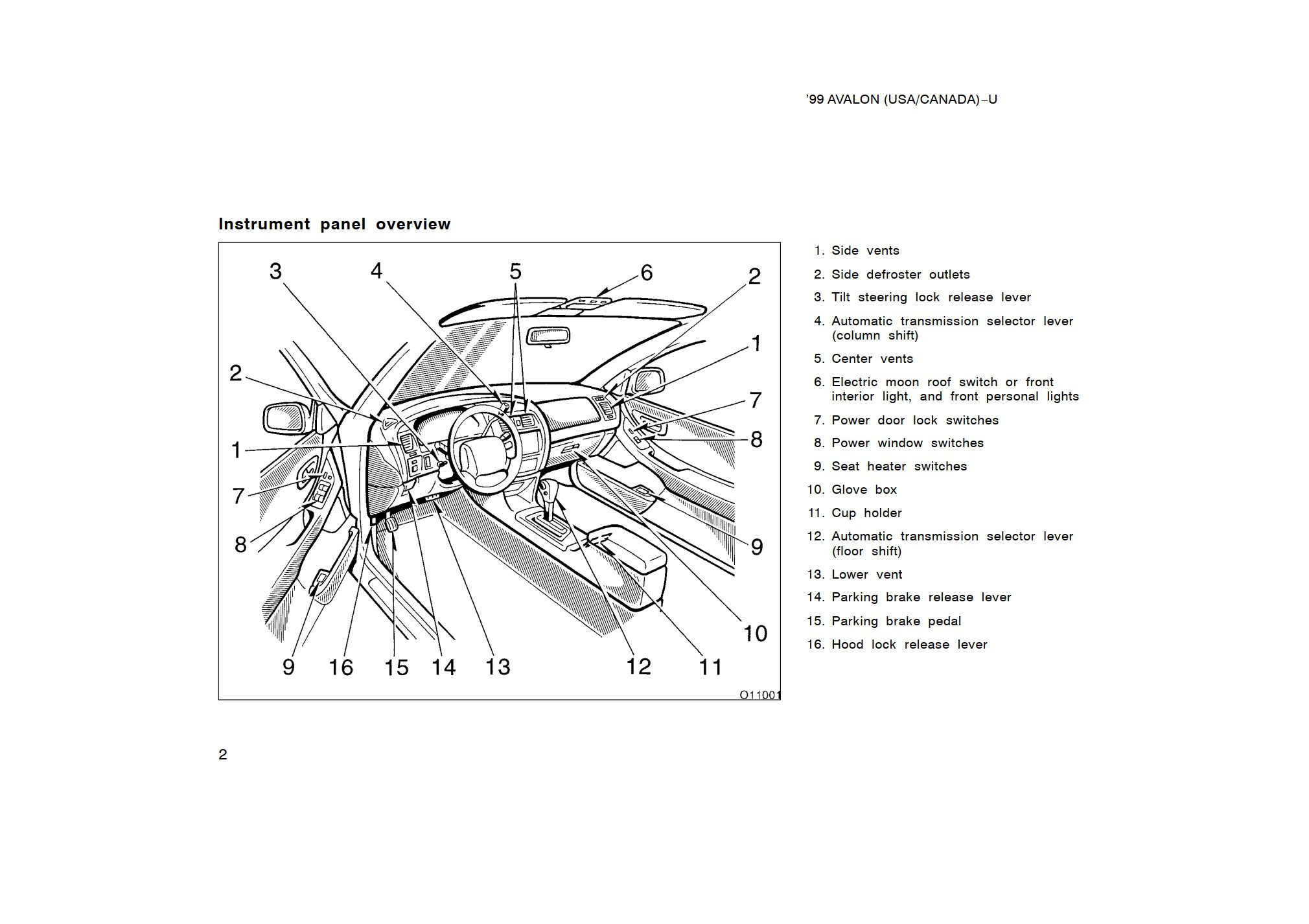 1999 toyota avalon owner's manual