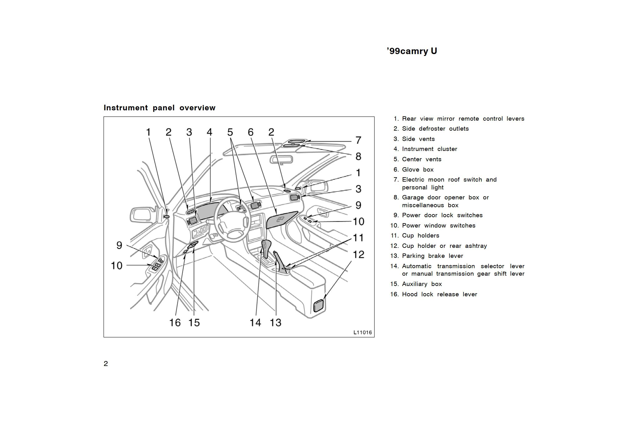 1999 toyota camry owner's manual