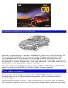 1999 volvo c70 owner's manual