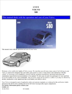 1999 volvo s80 owner's manual