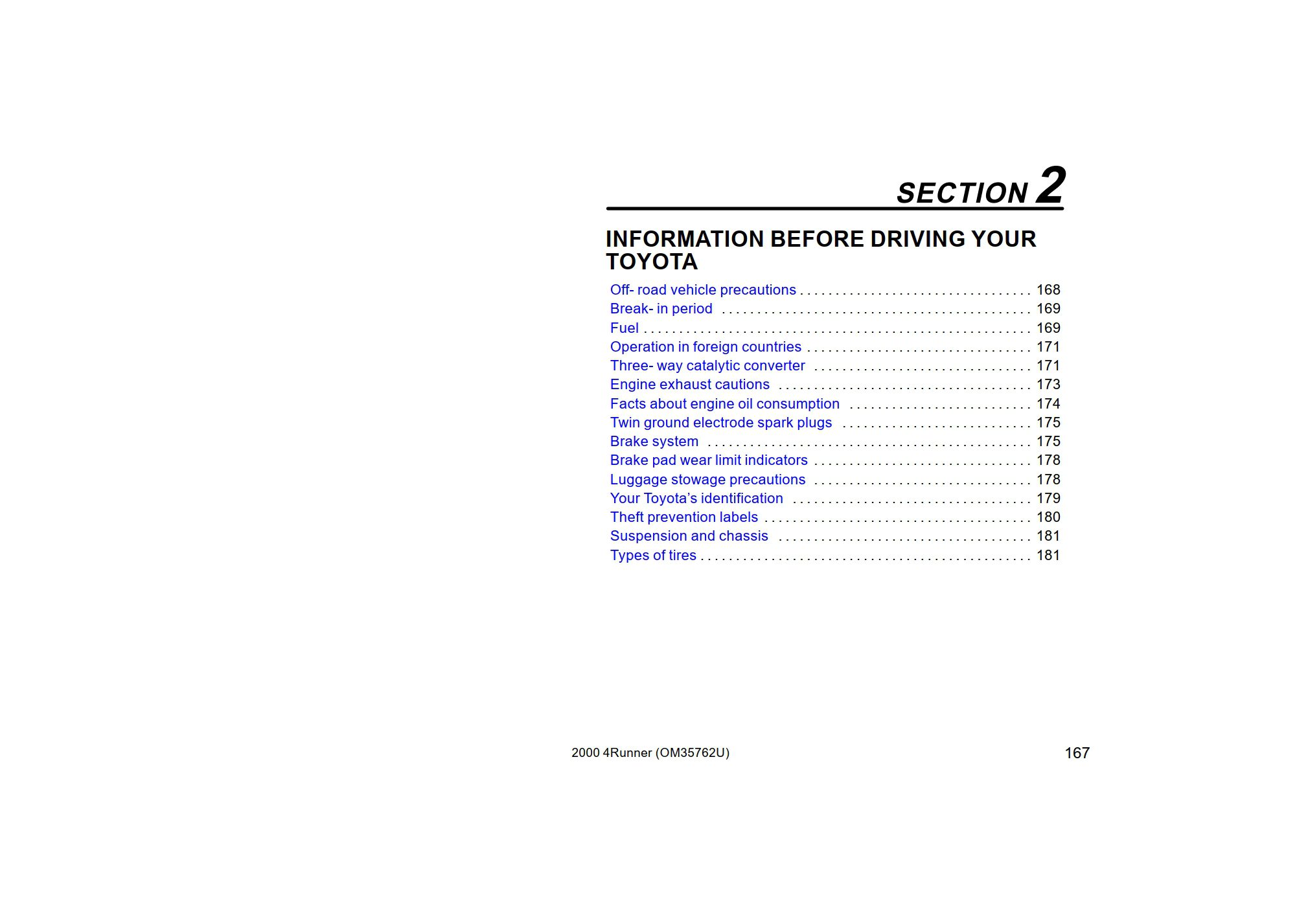 2000 toyota 4runner owner's manual