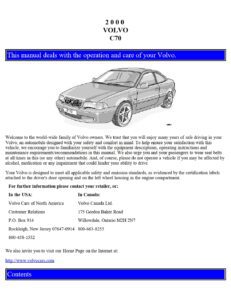 2000 volvo c70 owner's manual