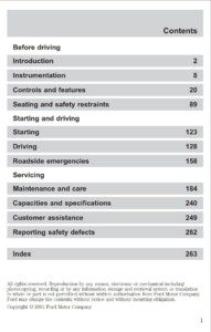 2001 ford ranger owner's manual