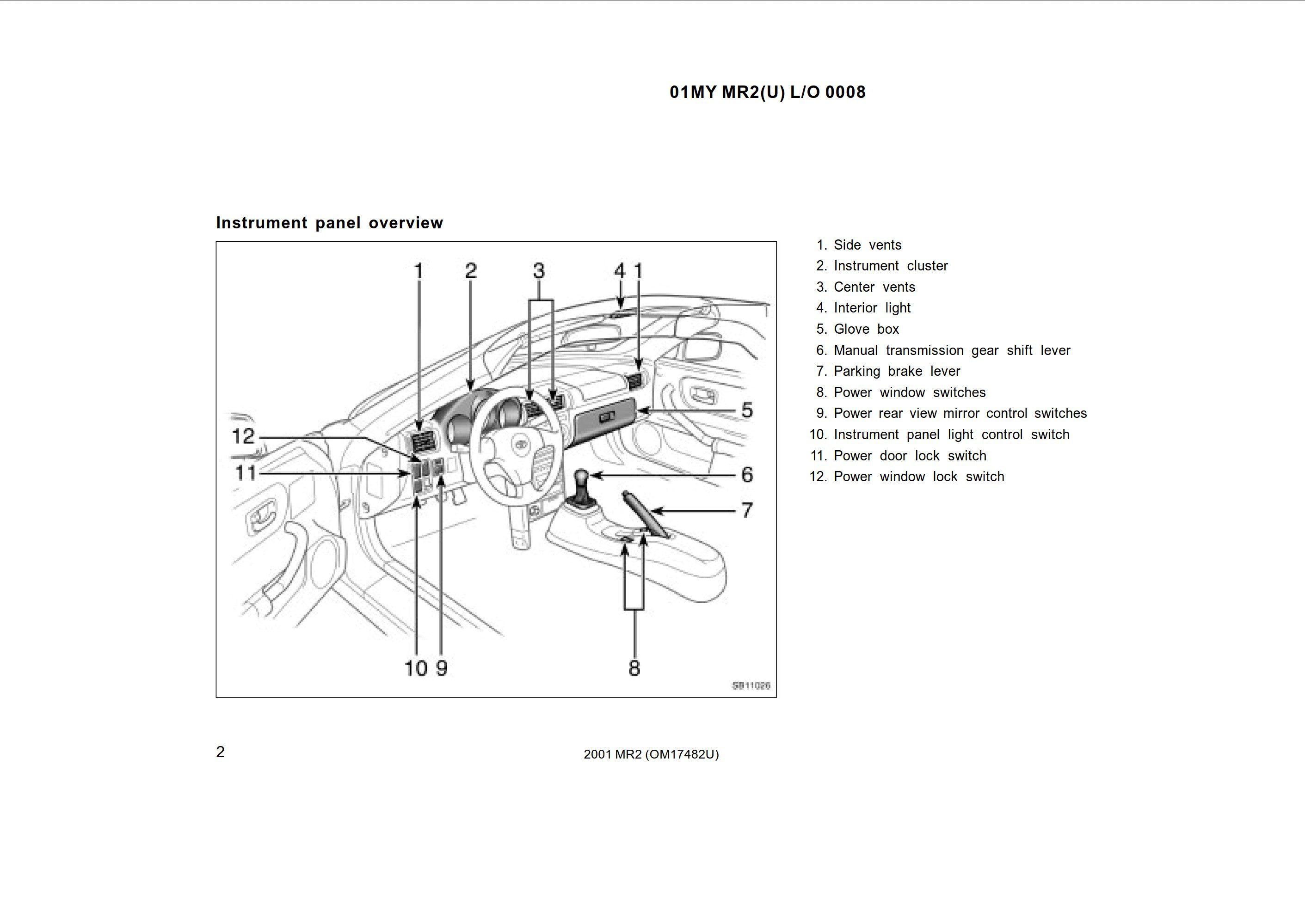 2001 toyota mr2 spyder owner's manual