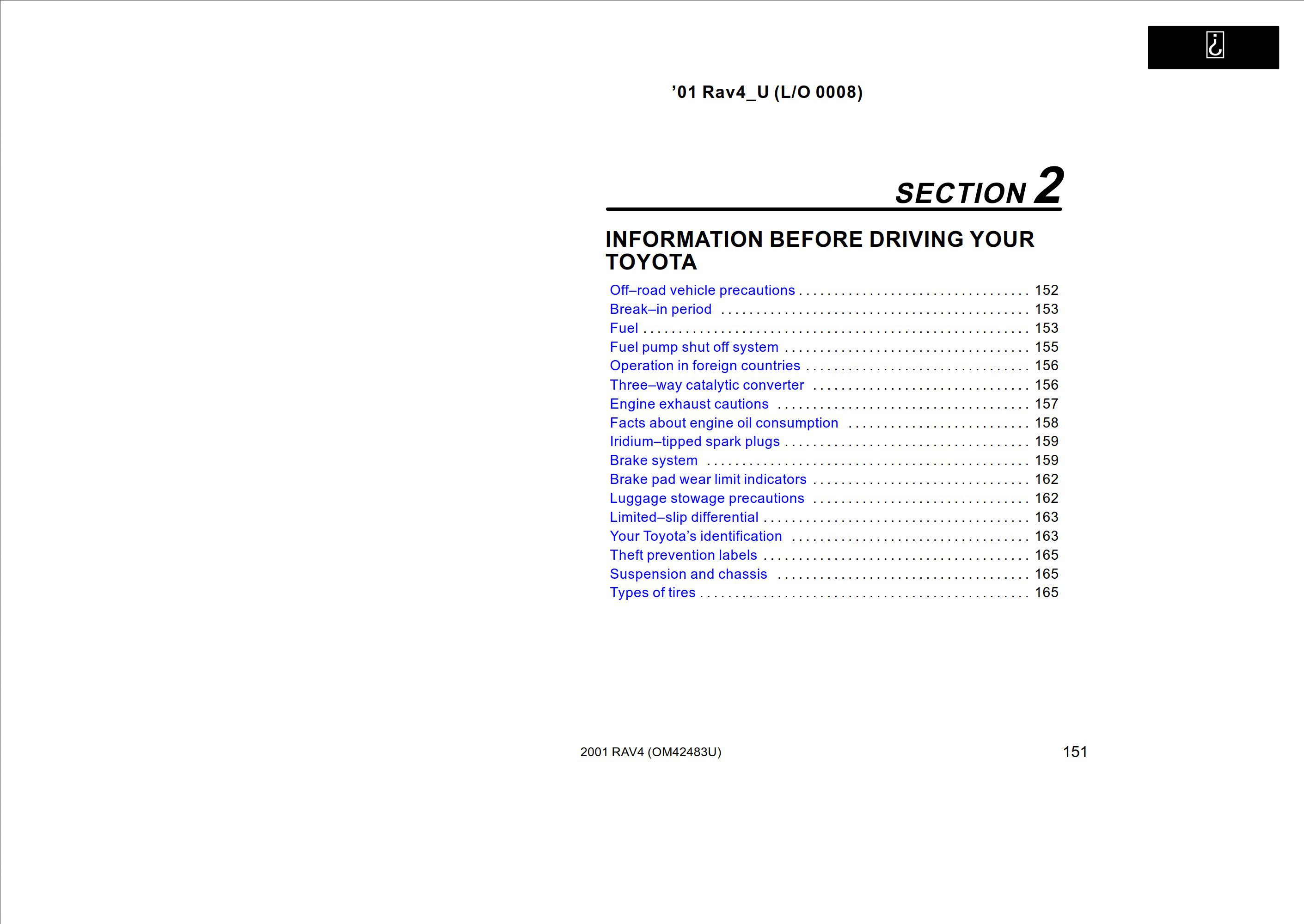 2001 toyota rav4 owner's manual