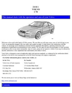 2001 volvo c70 owner's manual