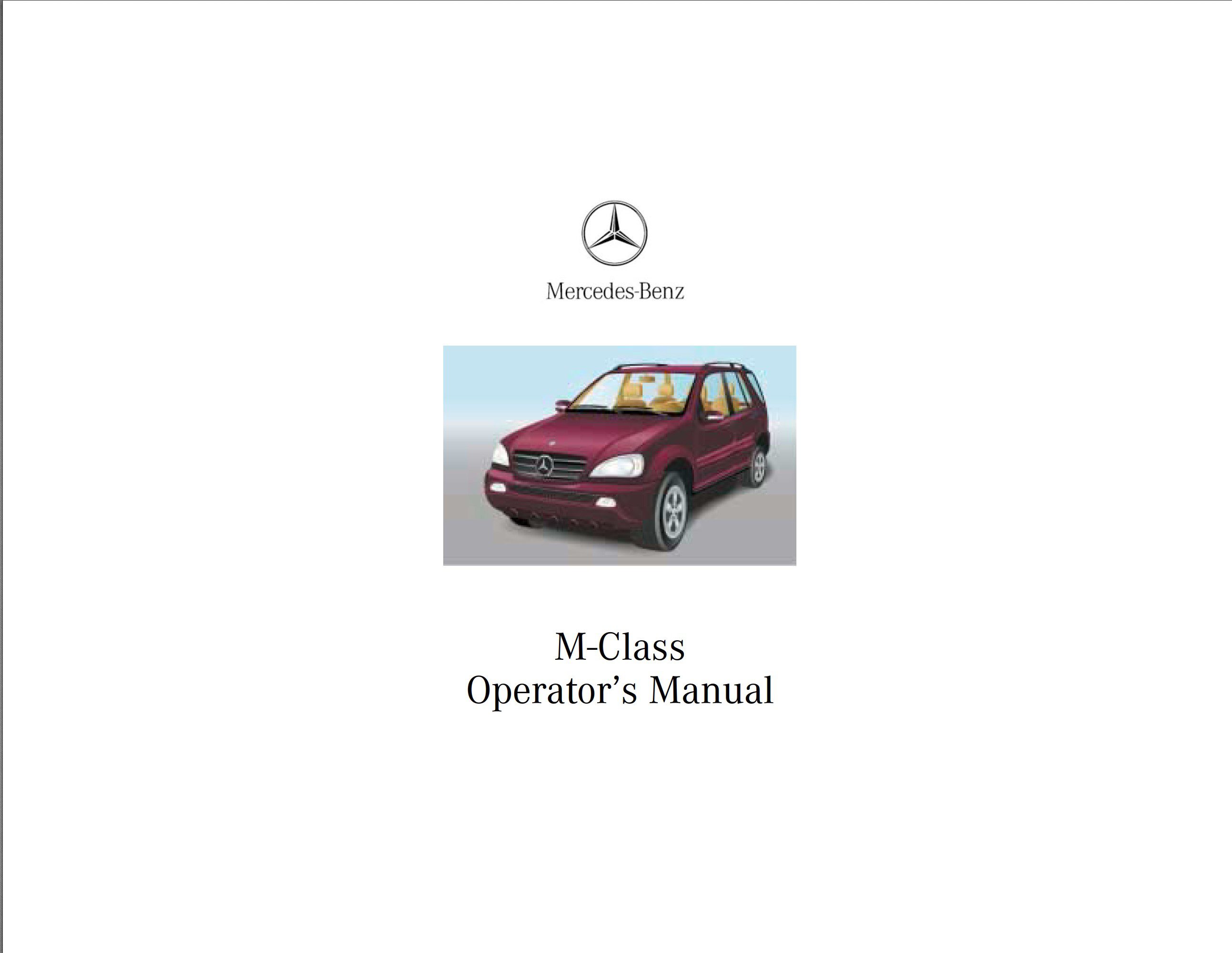 2002 mercedes benz m class owner's manual