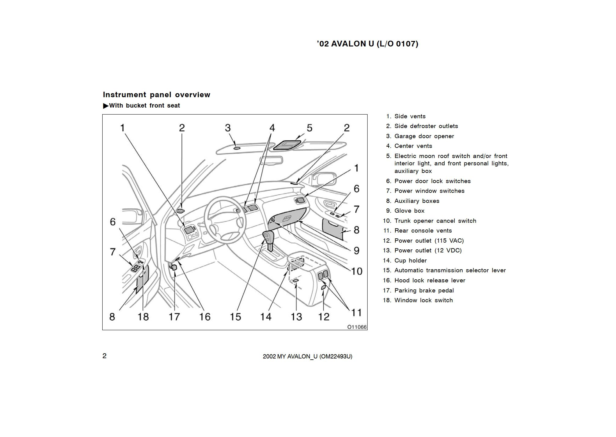 2002 toyota avalon owner's manual