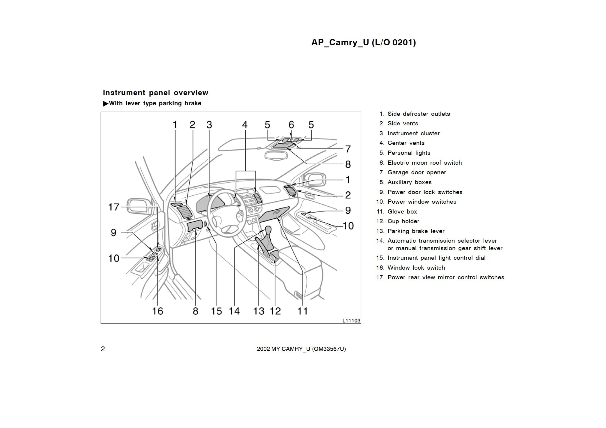 2002 toyota camry owner's manual