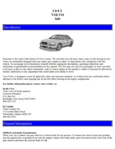 2002 volvo s60 owner's manual