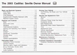 2003 cadillac seville owner's manual