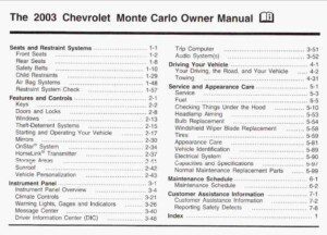 2003 chevrolet monte carlo owner's manual