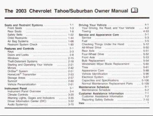 2003 chevrolet suburban owner's manual