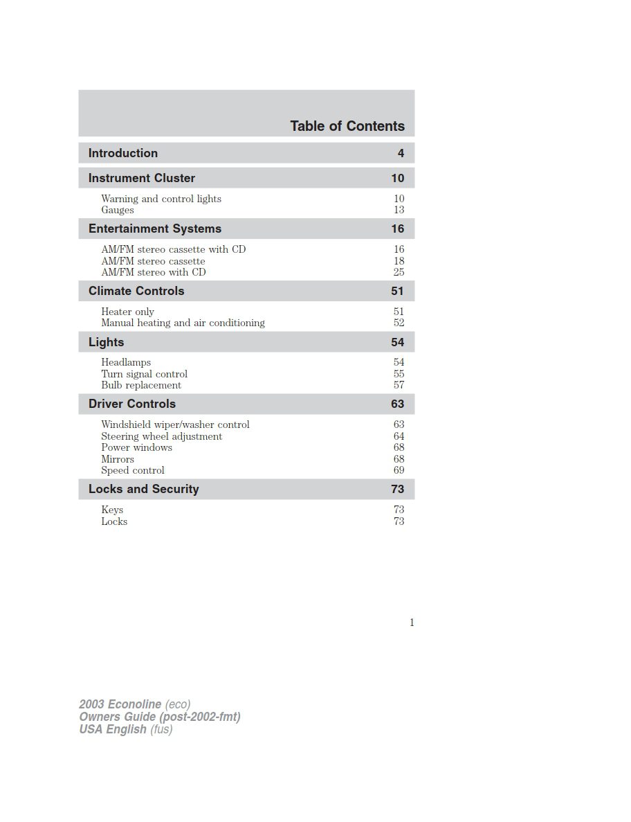 2003 ford econoline owner's manual