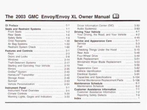 2003 gmc envoy owner's manual