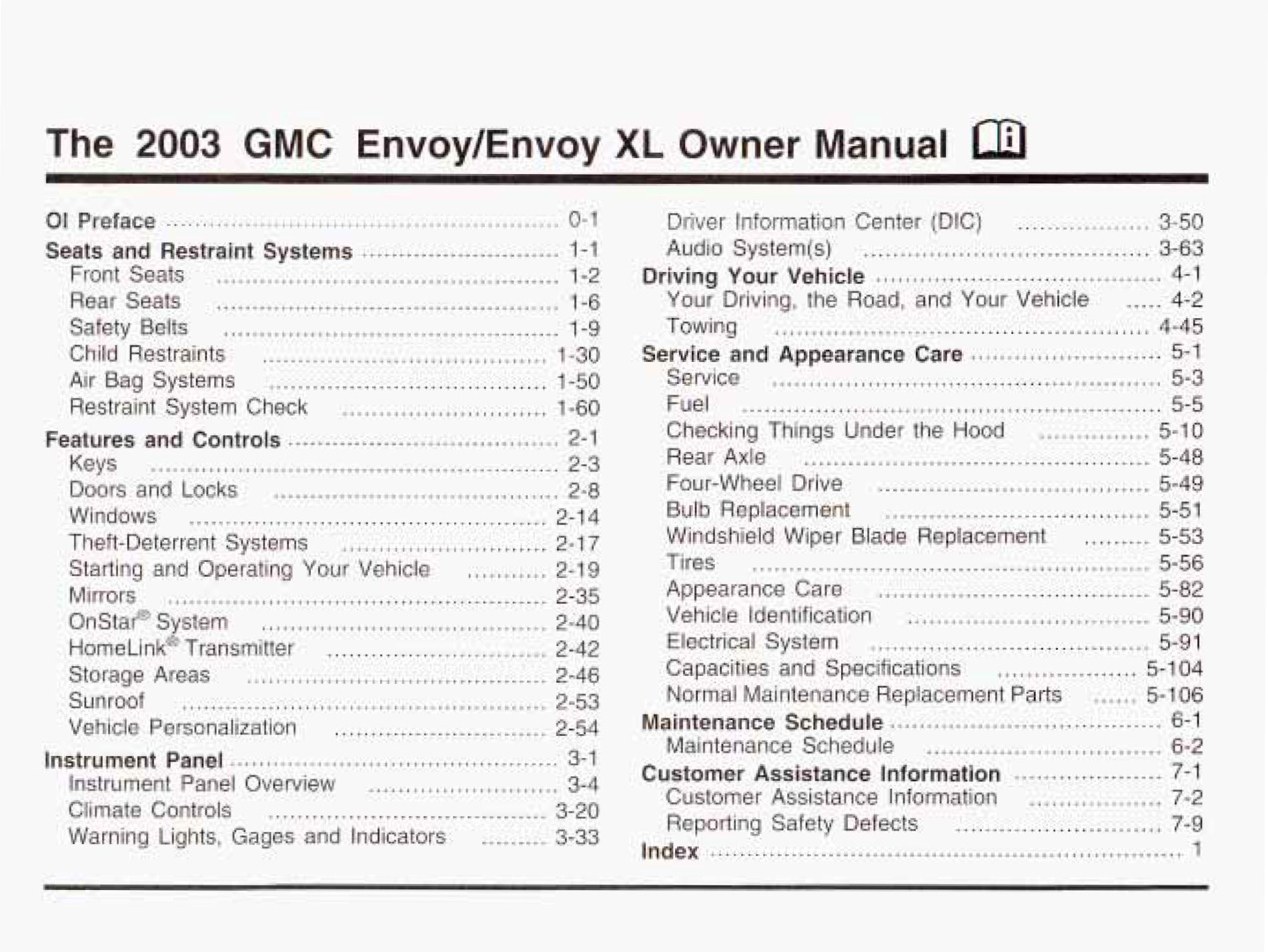 2003 gmc envoy owner's manual