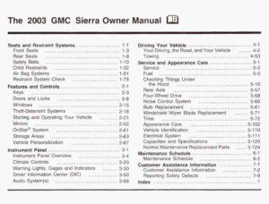 2003 gmc sierra owner's manual