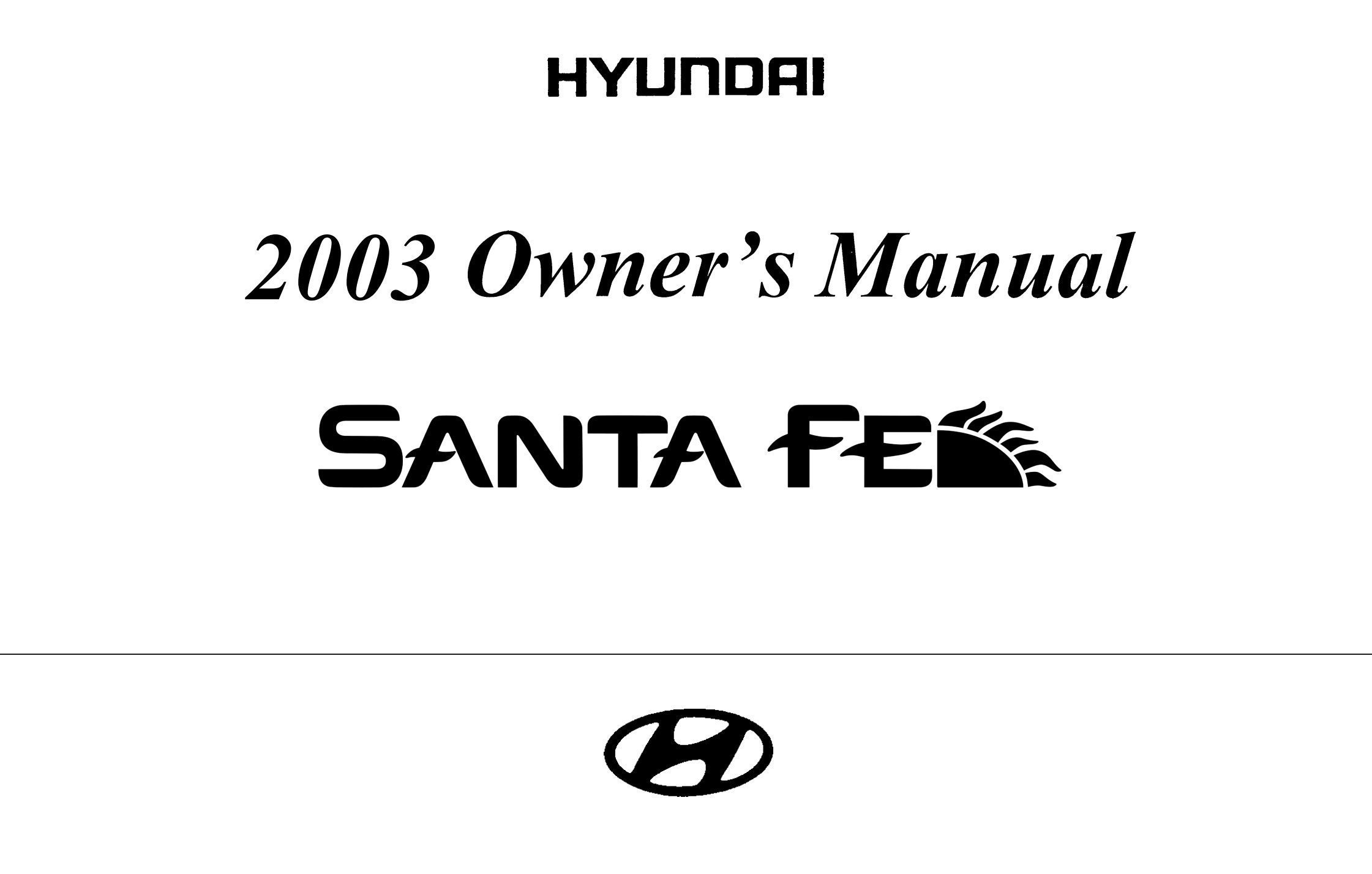 2003 hyundai santa fe owner's manual