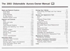 2003 oldsmobile aurora owner's manual