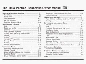 2003 pontiac bonneville owner's manual