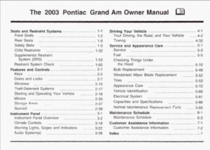 2003 pontiac grand am owner's manual