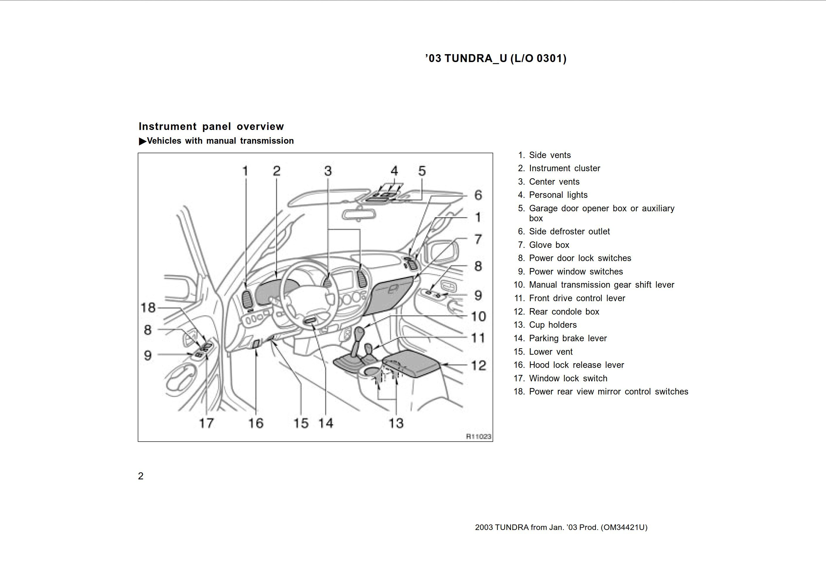 2003 toyota tundra owner's manual