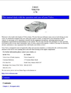 2003 volvo c70 owner's manual